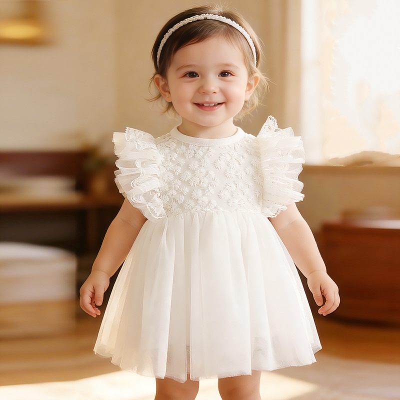 Baby Nursery Embroidery - Ruffles Lace Newborn Baby Girl Wedding