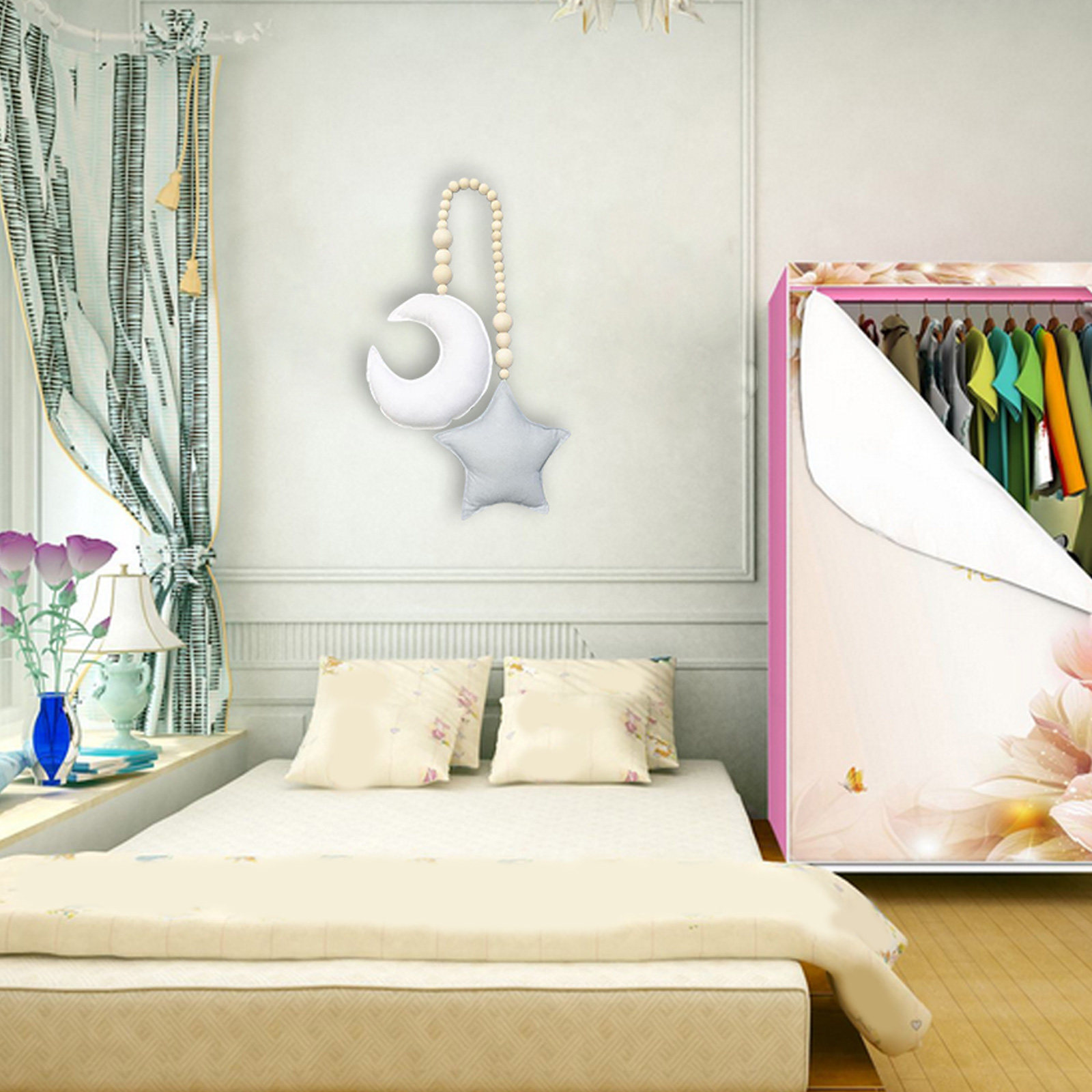 Baby Nursery Diy - Moon and Star Wooden Beads String