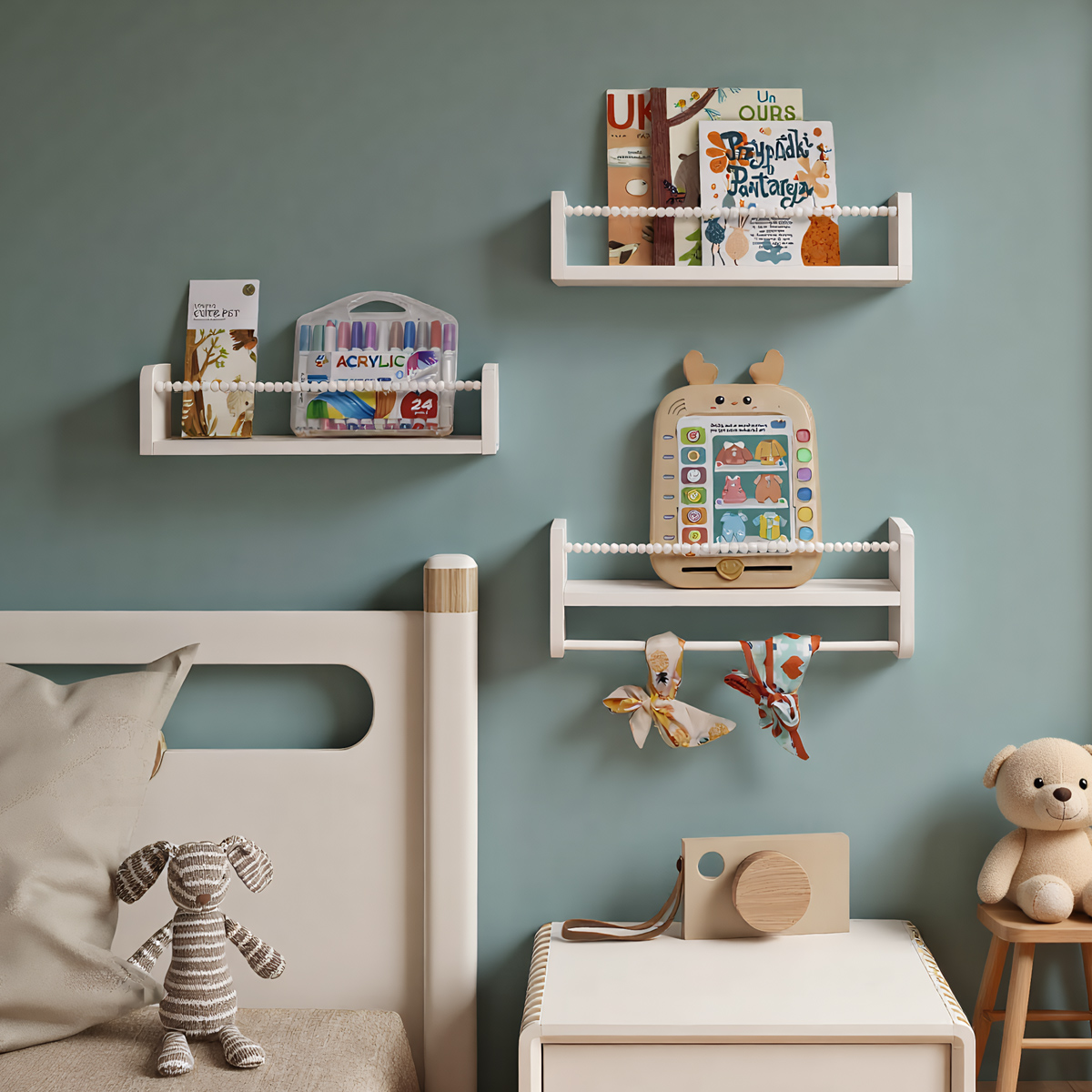 Baby Nursery Books - Floating Nursery Book Shelves for Wall,