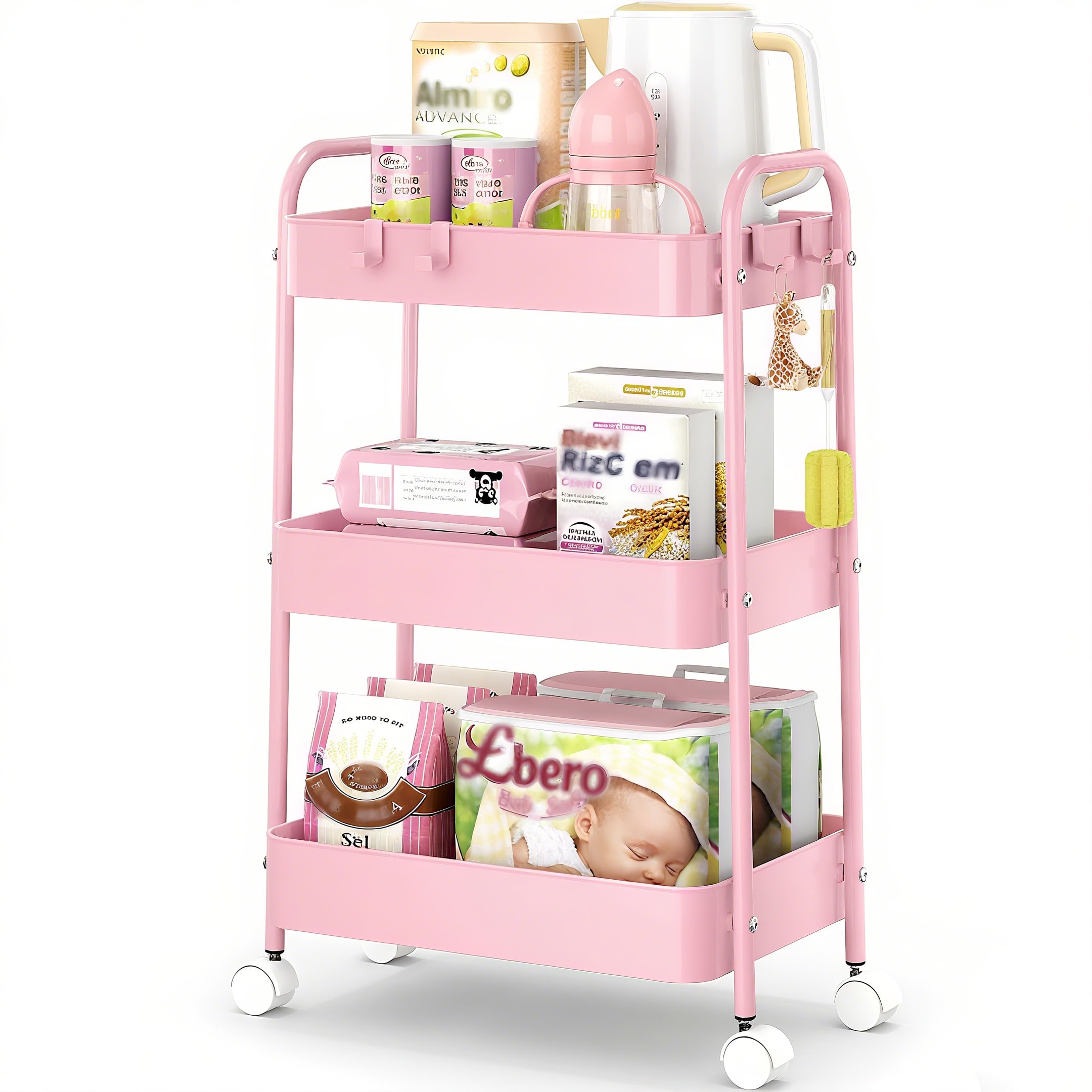 3 Tier Metal Rolling Cart With - огляд і ціна Baby Nursery Modern