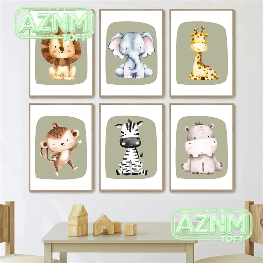 Cute Monkey Zebra Giraffe Lion - огляд і ціна Baby Nursery Green