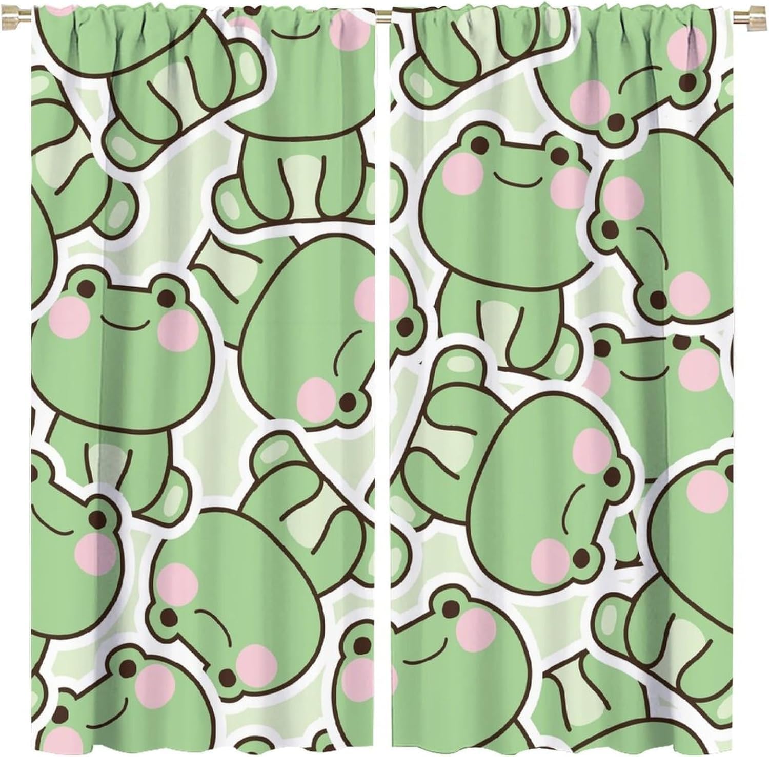 Cute Green Frog Pattern Curtai - огляд і ціна Baby Nursery Green