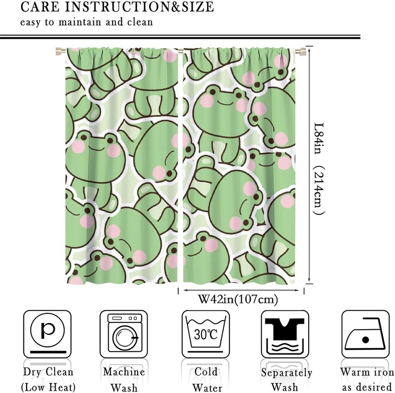 Cute Green Frog Pattern Curtai - огляд і ціна Baby Nursery Green