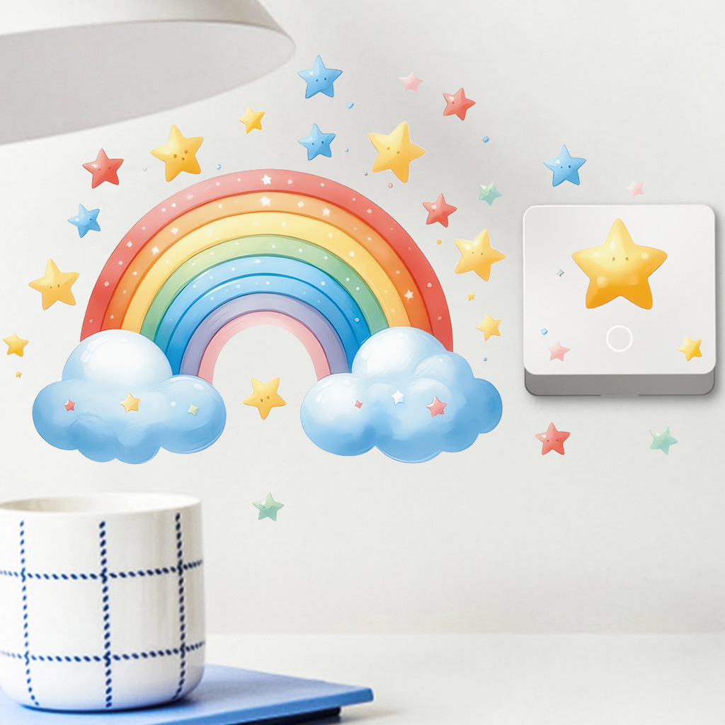 Cartoon Rainbow Luminous Wall  - огляд і ціна Baby Nursery Diy