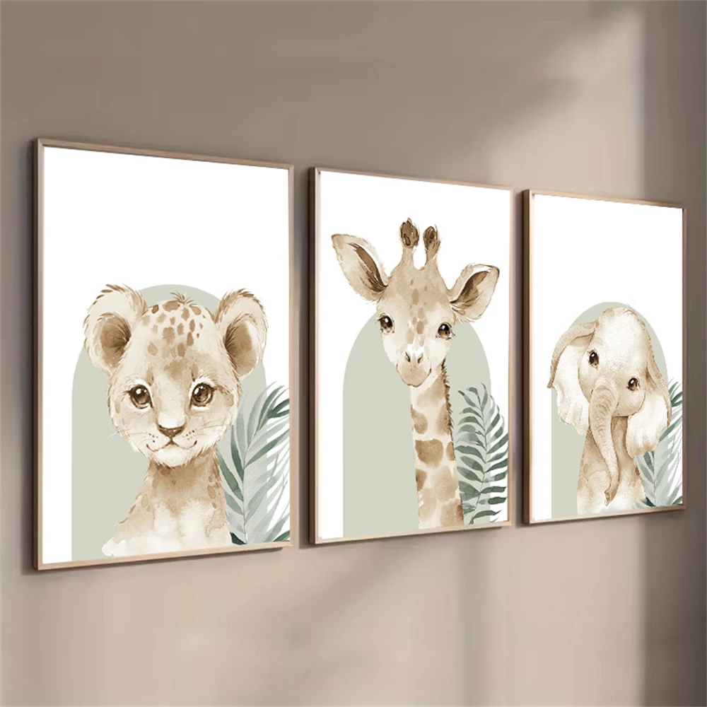 Cute Animal Canvas Print Lion  - огляд і ціна Baby Nursery Green