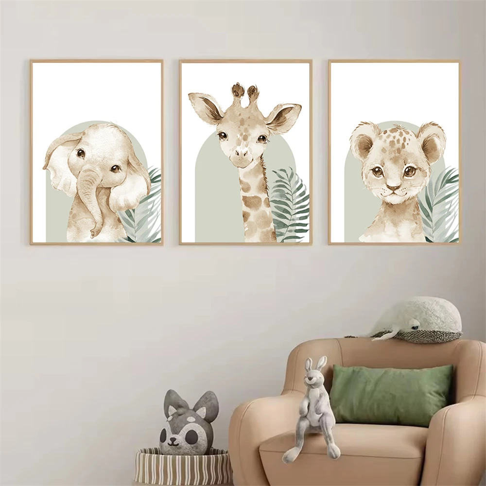 Cute Animal Canvas Print Lion  - огляд і ціна Baby Nursery Green
