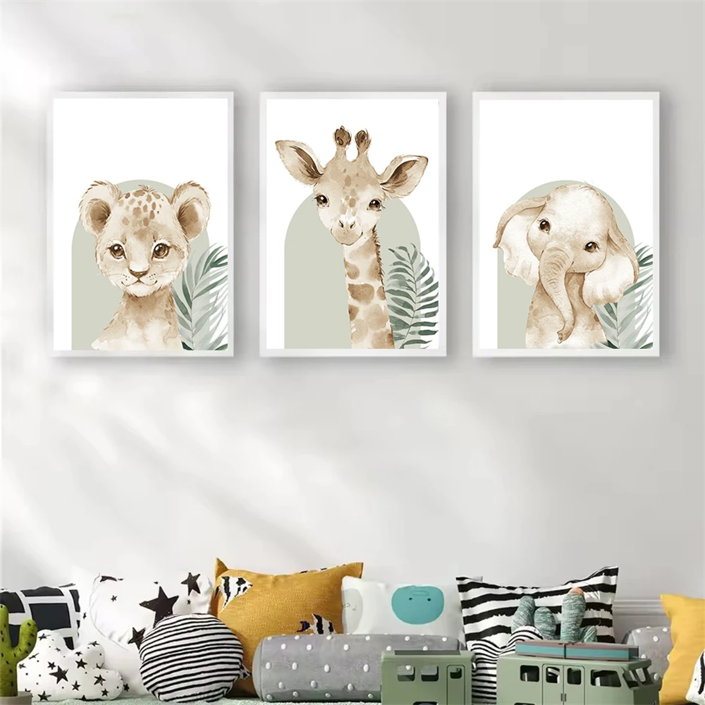 Cute Animal Canvas Print Lion  - огляд і ціна Baby Nursery Green