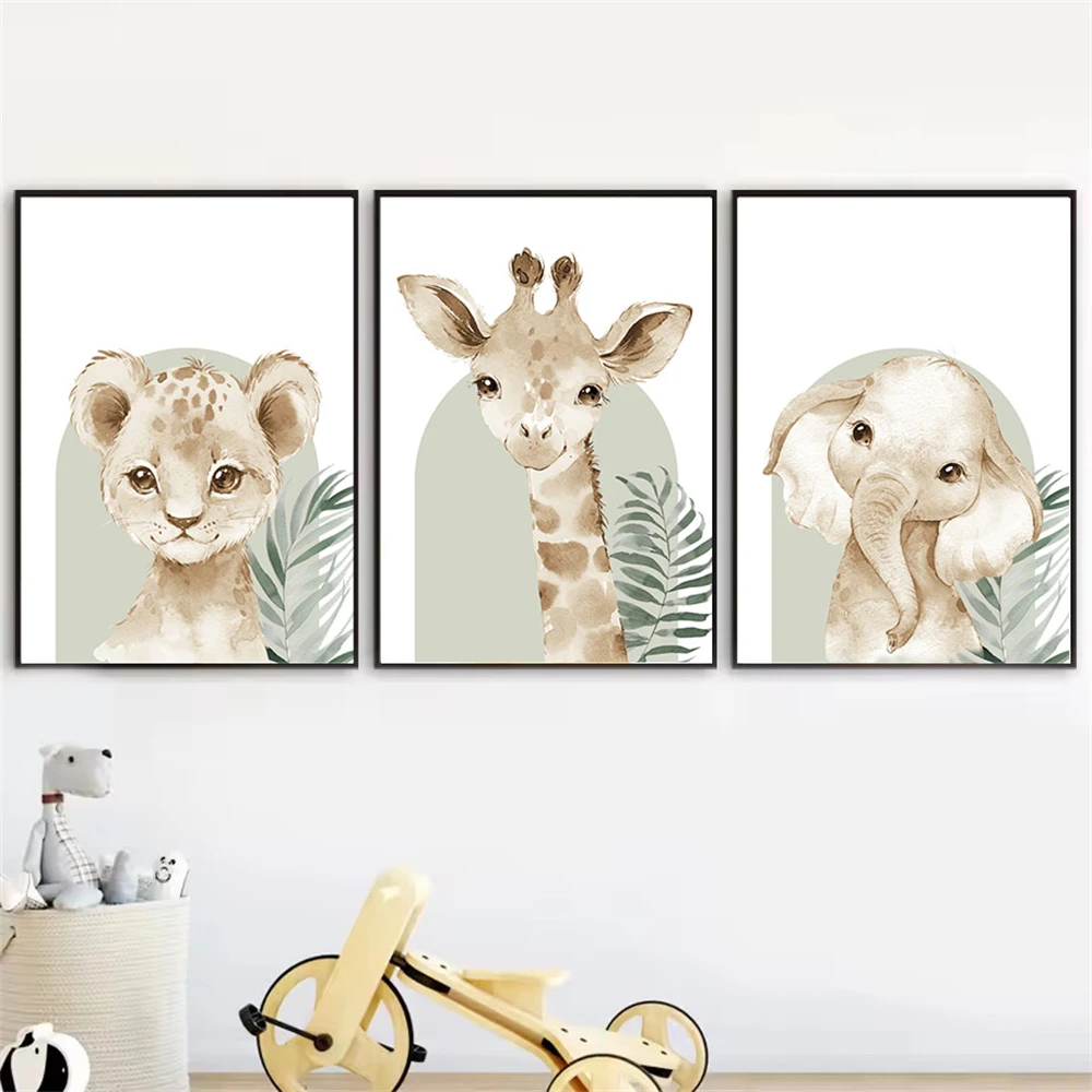 Cute Animal Canvas Print Lion  - огляд і ціна Baby Nursery Green