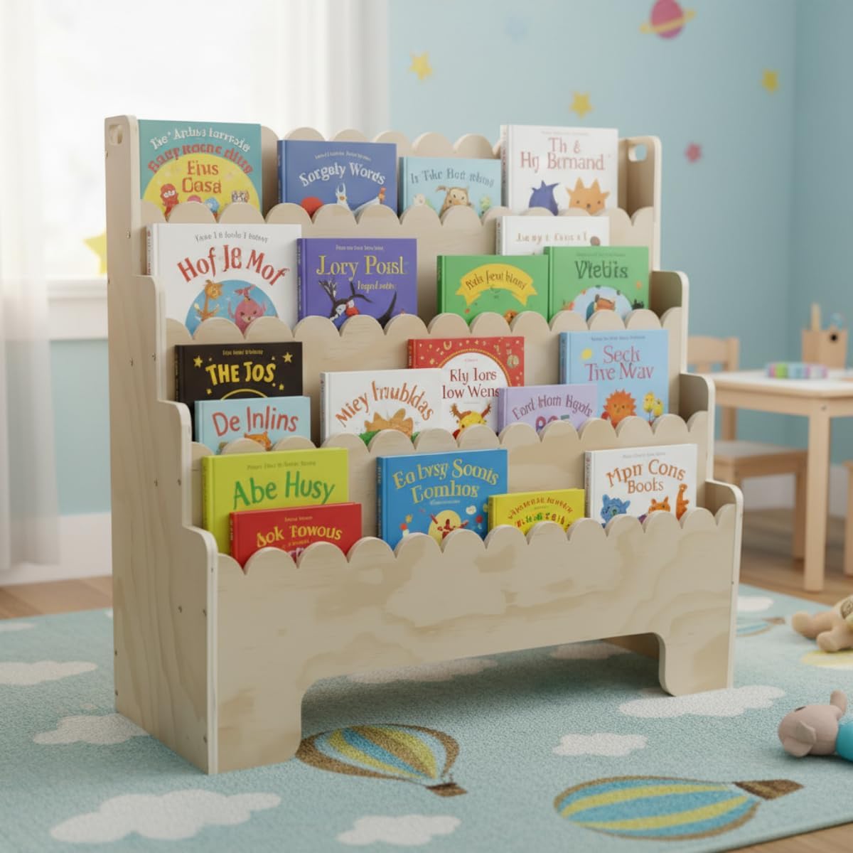 Kids Bookshelf 4-Tier, Natural - огляд і ціна Baby Nursery Books