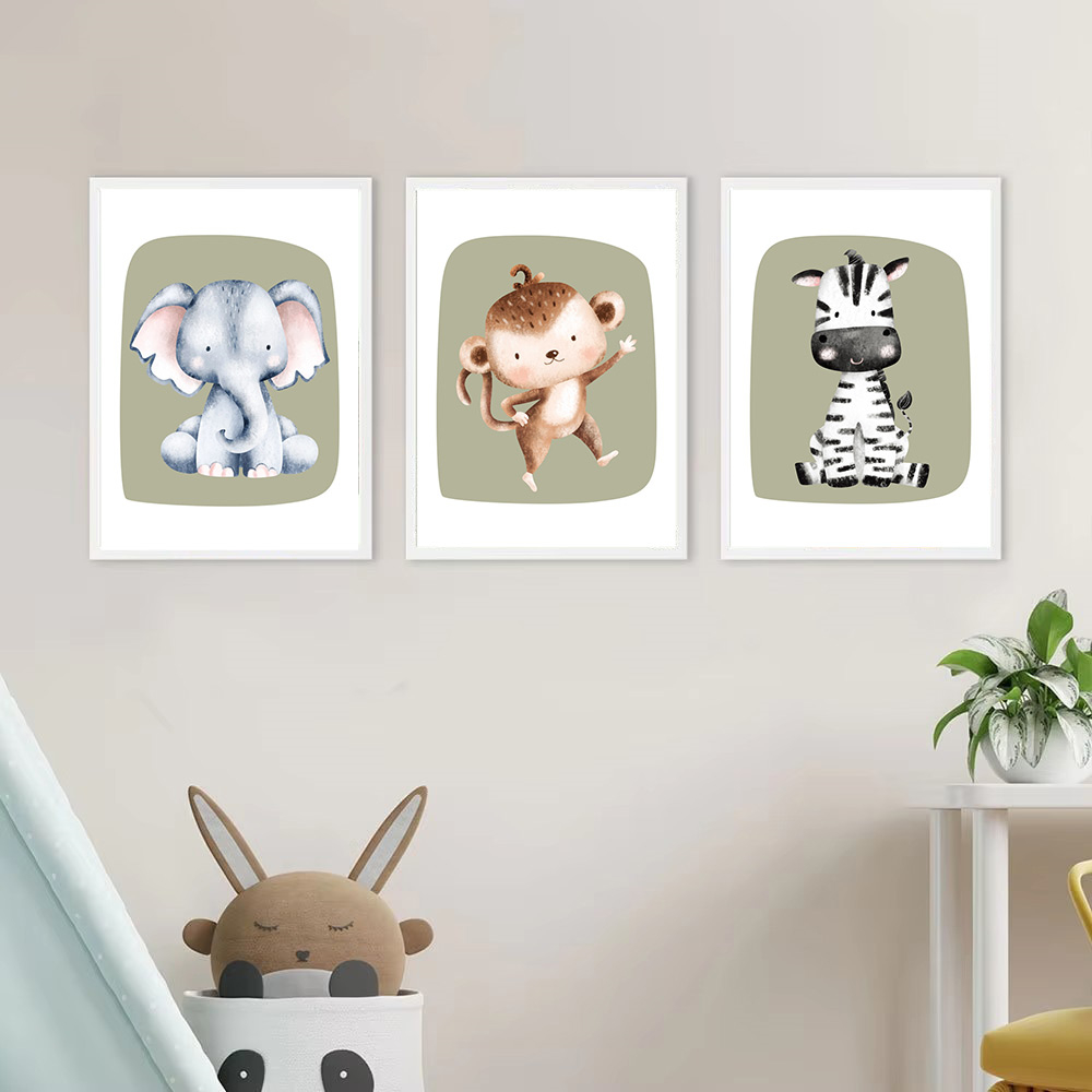 Cute Monkey Zebra Giraffe Lion - огляд і ціна Baby Nursery Green